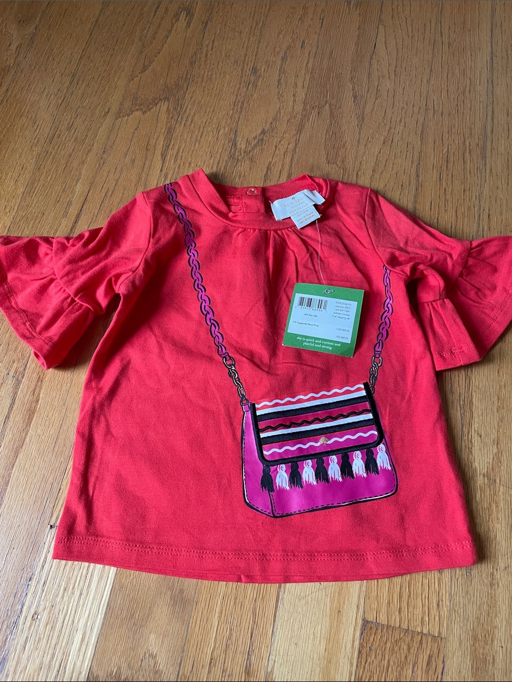 kate spade Red Girls' Tee with Pink Purse Graphic